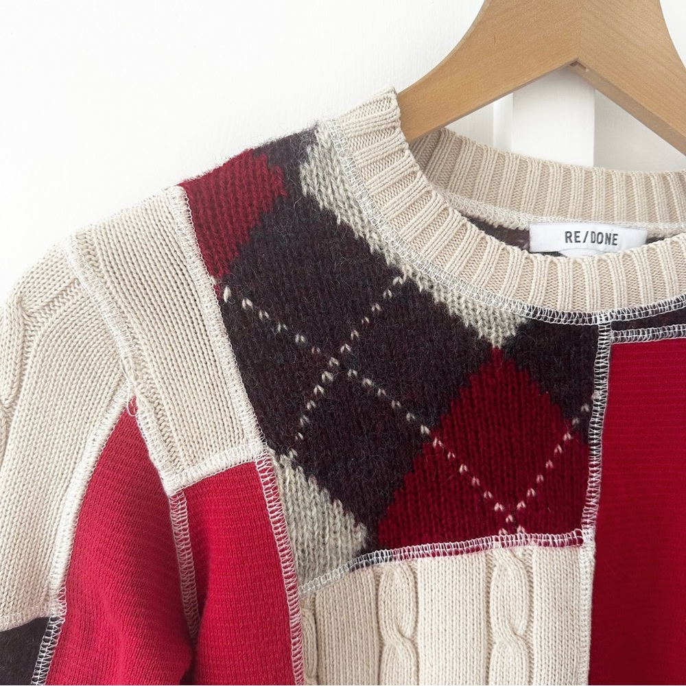 RE/DONE red 60’s patchwork sweater - image 4